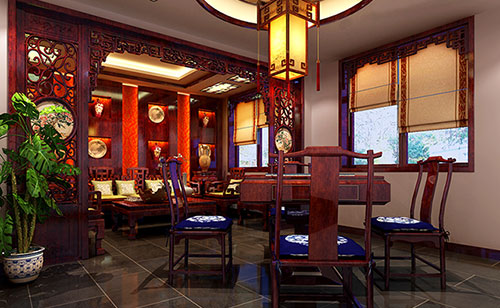 惠东古典中式风格茶楼包间设计装修效果图